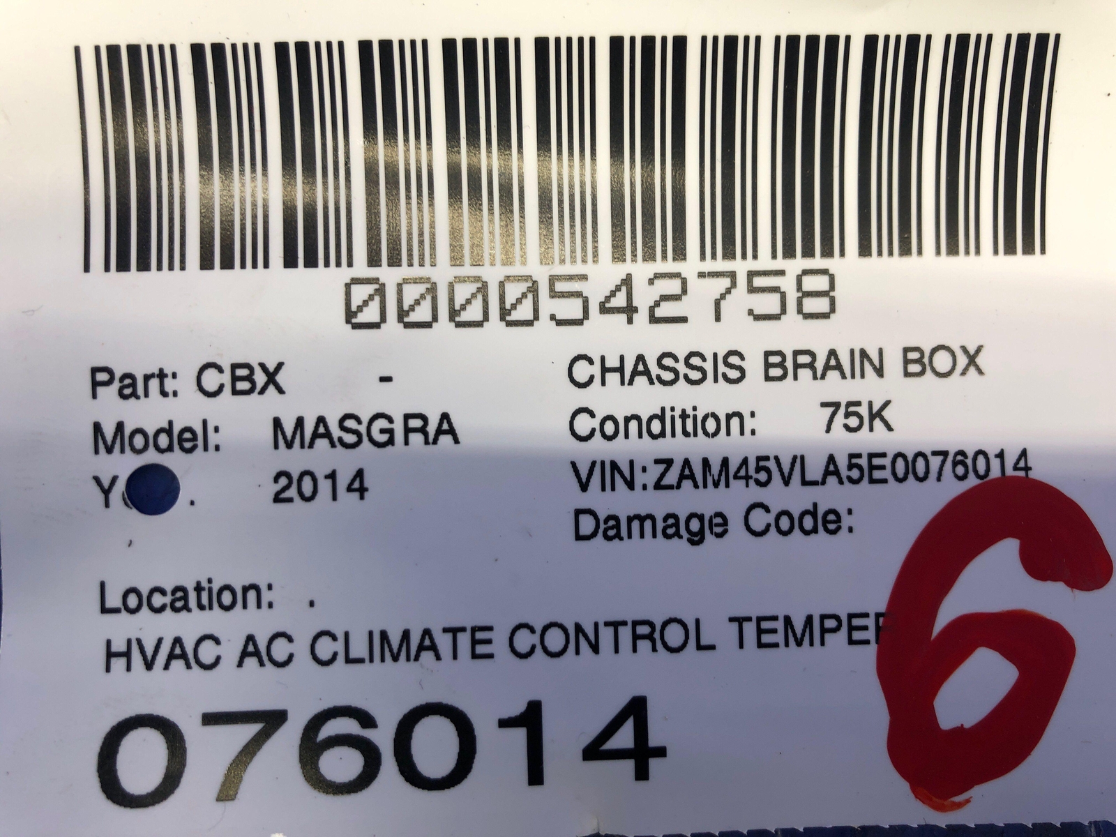 2011-2019 MASERATI GRANTURISMO AC CLIMATE CONTROL TEMPERATURE CONTROL MODULE