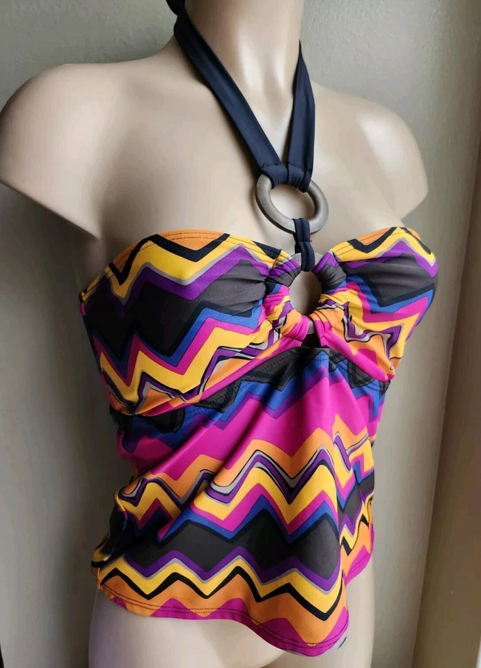 Топ танкини с бретелью через шею Faded Glory цветной средний - Изображение 2 из 4