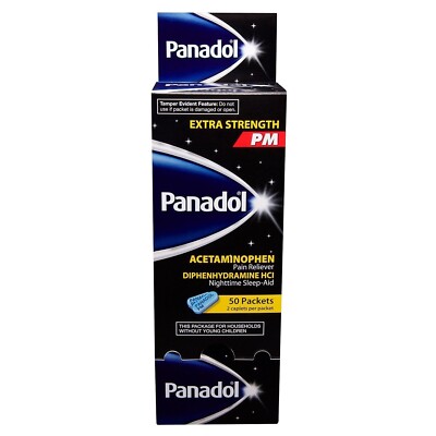 Panadol PM Extra Strength Caplets, 50 Count - Pack of 2