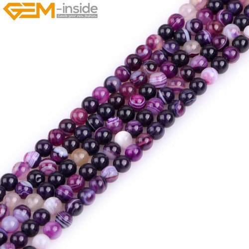 Venas Ágata Redondo congregado Onyx piedras naturales granos flojos haciendo 15"4mm eBay