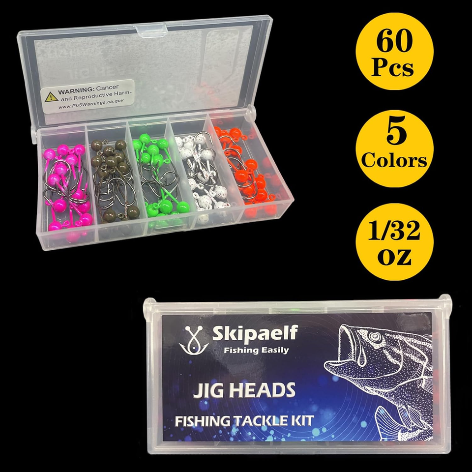 Fly Tying Jigs Kit,Small Jig Heads for Fly Fishing,60Pcs round Ball
