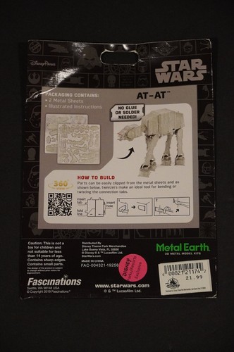 DISNEY 2019 METAL EARTH STAR WARS AT-AT 3D METAL MODEL KIT - Bild 2 von 2