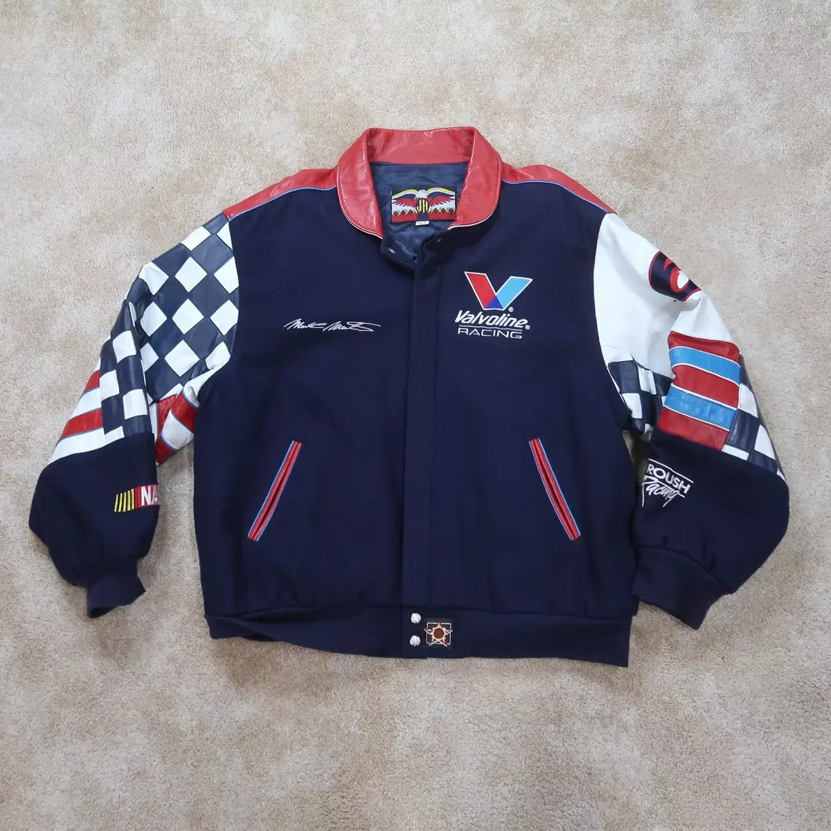 Vintage Mark Martin Jeff Hamilton Made In USA NASCAR Valvoline Racing Jacket 2XL