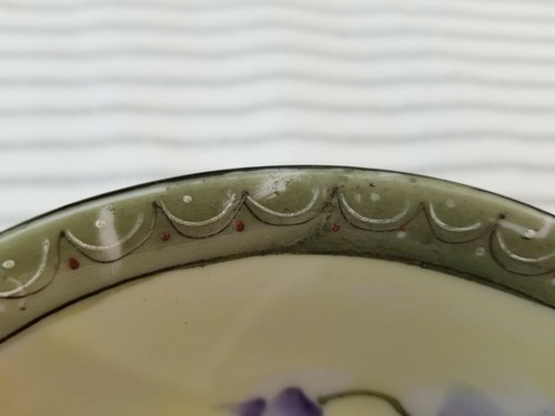 Set of 6 Handpainted Nippon Cereal Berry Bowls Green Purple Flowers NICE! - Picture 8 of 8
