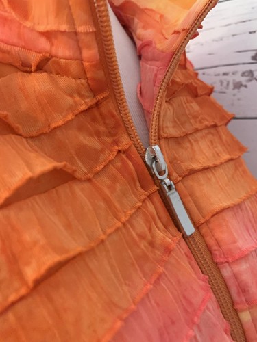 NUEVO CON ETIQUETAS Chaqueta Erin London Cremallera Completa Frontal Talla L Naranja Rosa Cuello Ombre $68 Nueva - Imagen 6 de 7