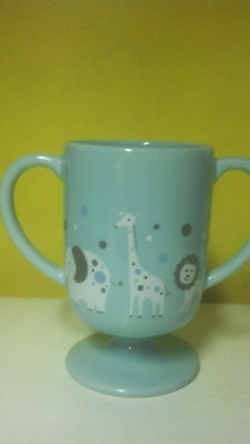 Teleflora Migi Baby Boy Blue Two Handle Mug Elephant Giraffe Lion 