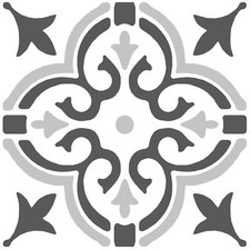 Stencil Motif Grey Floor Tiles Self Adhesive Vinyl Flooring Kitchen Bathroom 1m²