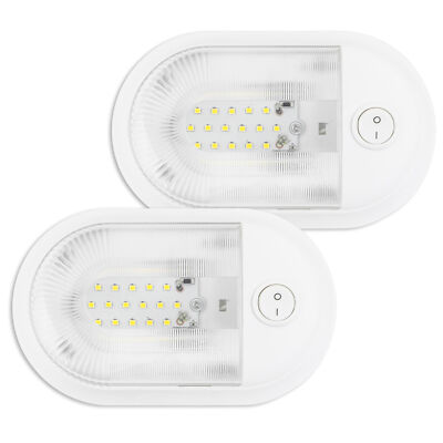 2 Leisure LED RV Ceiling Single Dome Victorian Oval New Style,on/off Switch - NW