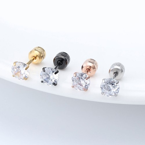 Ear Jewelry Cubic Zircon Stud Earring Ear Studs Screw Back Gold Silver Elegant - Picture 12 of 31
