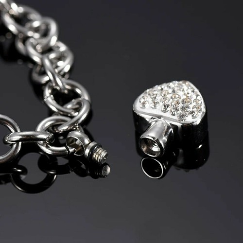 Herz Diamant Armband Halter Einäscherung Urne Asche Beerdigung Denkmal Schmuck. - Bild 4 von 5