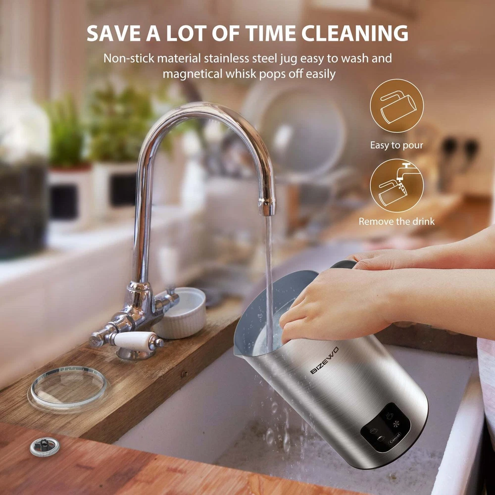Milk Frother Electric Milk Steamer 4-in-1 Automatic Hot and Cold Foam Maker LED