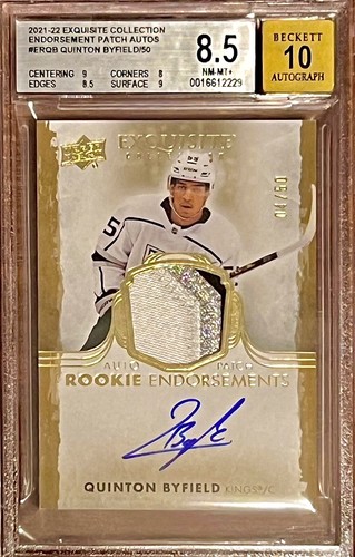 /50 BGS 8.5 10 Quinton Byfield 2021-22 UD The Cup Endorsements Rookie Patch Auto - 第 1/2 張圖片