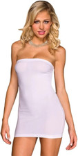 Music Legs Basic Tube Chemise Strapless Mini Dress White One Size