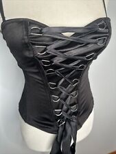 Spirit Halloween Women  s Satin Lace Up Corset Top Black Underwire Padded S