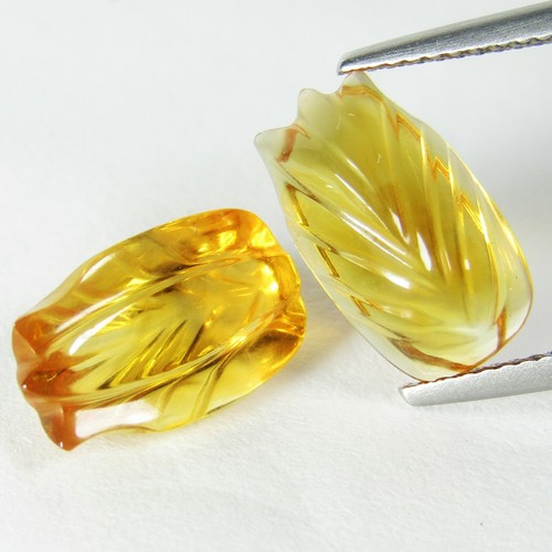 8,19 Karat 100 % natürlich echt 13,7 x 8 mm Citrin Schnitzen passendes Paar Ref VEDIO - Bild 5 von 5