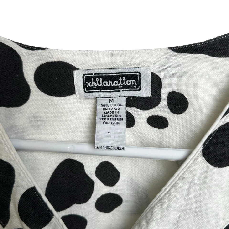 Top de pijama de algodón con estampado de pata de perro Xhilaration talla mediana negro blanco dálmata Foto 4 de 4
