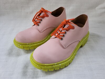 John Fluevog Official Tuesday Pink & Green Everyday Leather Shoes Womens US 7