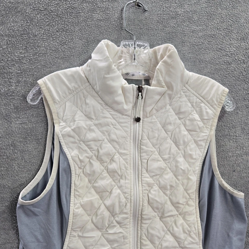 Athleta Women Jacket Large White Colorblock Upside Puffer Vest Quilted Full Zip - Image 3 of 4