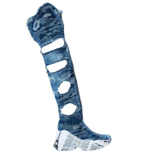Denim Boots Shoes, Platform Boots, Handmade Women's Shoes / Birthday Gift - Picture 8 of 9