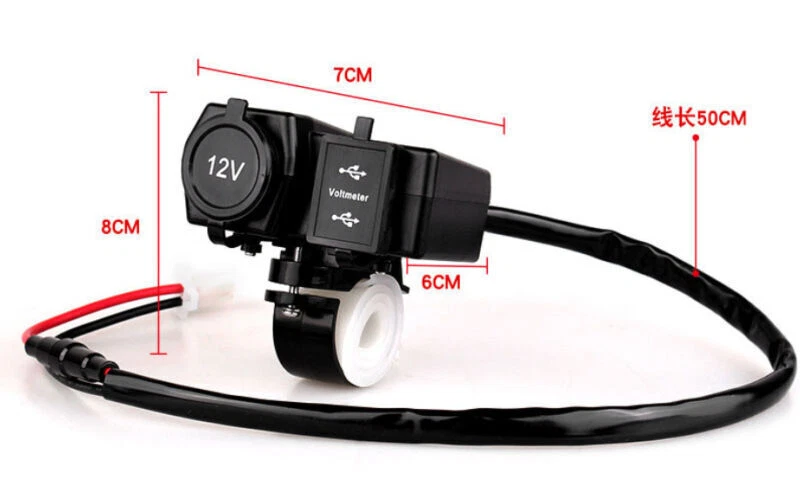 12V Impermeable Motocicleta Doble USB Teléfono GPS Enchufe de Alimentación Cargador LED Voltímetro Foto 3 de 4