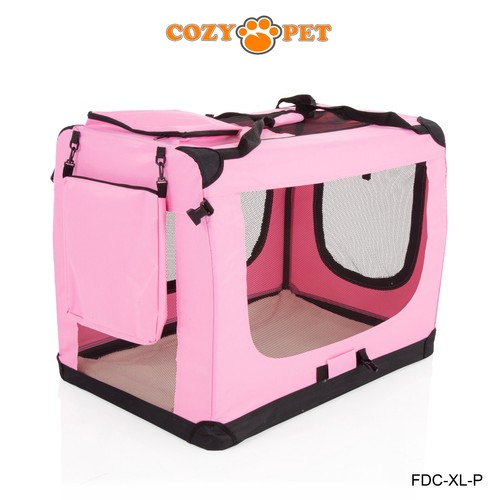 Fabric Dog Crate Travel Cage Grey Black Blue Pink Cozy Pet Puppy Carrier Cat - Picture 259 of 312