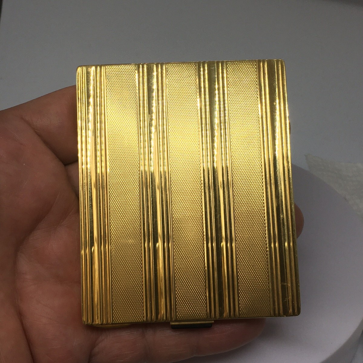 gold cigarette case ebay VTG 1957 Asahi Japanese Kyoto Damascene Silver Inlay Mt Fuji Vintage Goldtone Metal Mesh Cigarette