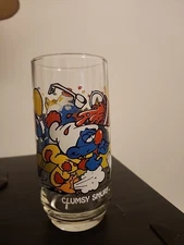 Clumsy Smurf 6" Drinking Glass Peyo 1983