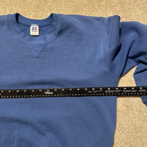 Vintage 90s Sweatshirt Russell Athletic Herren L Blau Made In USA Blank Crewneck - Bild 4 von 9