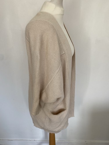 Monsoon Ladies Beige Cardigan Size Medium-Large Knit Mohair Wool Blend Open - Imagen 6 de 15