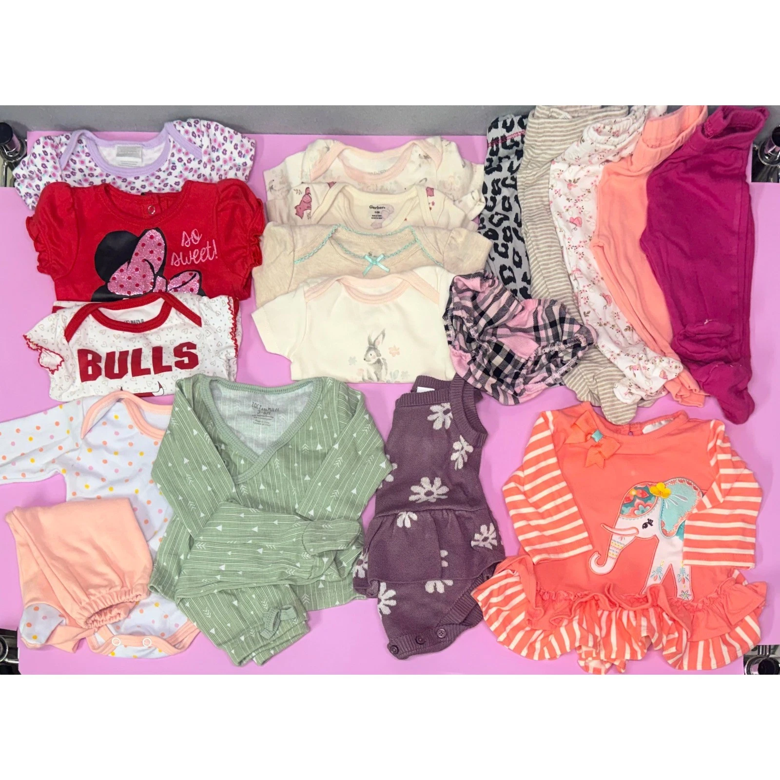 Baby Girl Clothing Lot 3-6 Months Gerber Zoey and Miles Disney 15+ Piece Bundle
