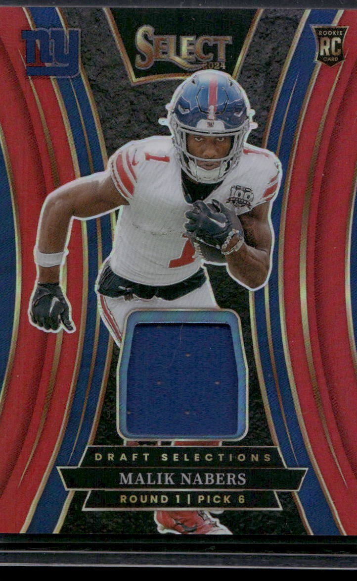 2024 Panini Select #DSM-MNS Malik Nabers Draft Selections Memorabilia Red Prizm