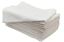 White Terry Cotton Blend Economy Soft and Absorbent Hand Towels. Ideal for Salon