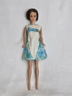 Vintage 1962 Mattel Midge Barbie Doll Brunette Straight Leg Blue Flower Dress