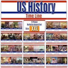 US History Posters Time Line bulletin board set, 11 charts pack Laminated 18x36"