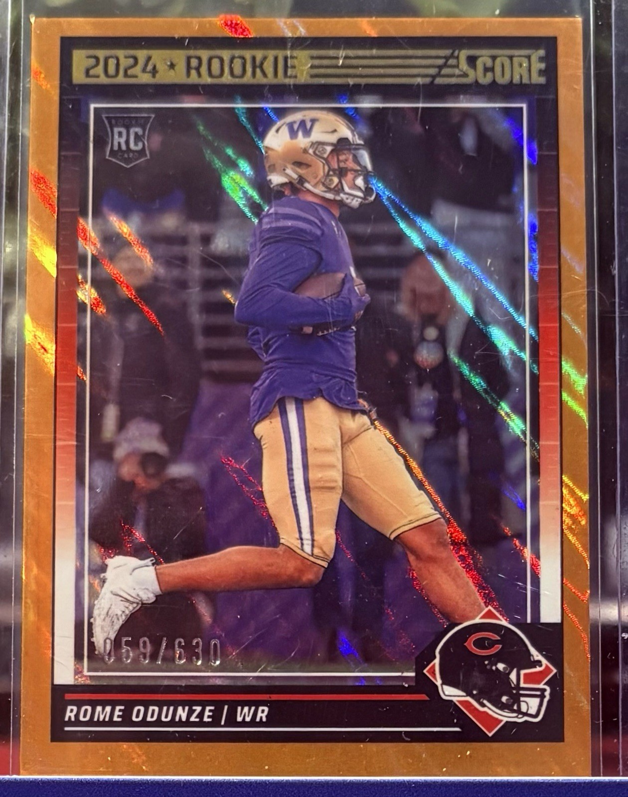 2024 Score Rome Odunze Rookie RC #309 Lava /630 Color Match Chicago Bears UW