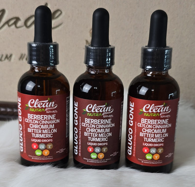 3 PACK Clean Nutra Berberine+Chromium+Ceylon Cinnamon Liquid Drops 2 fl oz