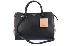 Burberry Banwell Check Details Calfskin Leather Two Way Crossbody Bag