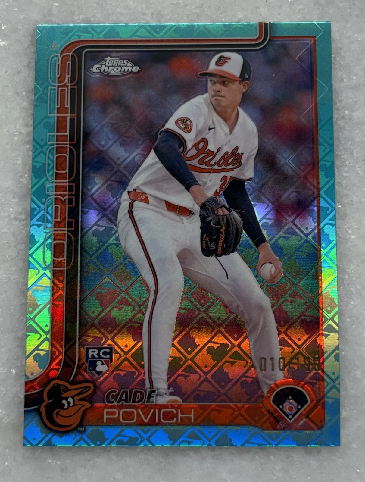 2025 Topps Chrome Logofractor Cade Povich RC Aqua Refractor /199- Baltimore