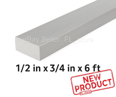 Aluminum Bar Flat Stock 1/2'' Thick x 3/4'' Wide x 6 Feet Long Unpolished Finish