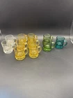 11 Federal Glass Mini Beer Mugs VTG Shot Glasses, 2" Teal Green Amber Clear
