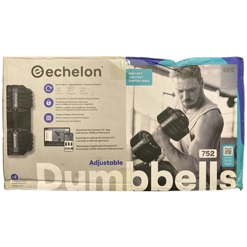 Echelon Adjustable Dumbbell 752 Set, 7-52.5 LBS, Set of 2