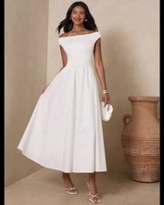 SHEIN Enchnt White Draped One Shoulder Maxi Dress Small Bridal