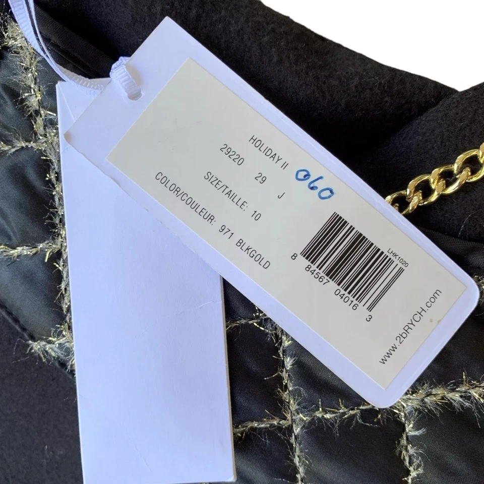 Nueva Minifalda 2B Rych Metálica Acolchada Cadena Cóctel Negra Dorada Talla 10 Foto 4 de 4