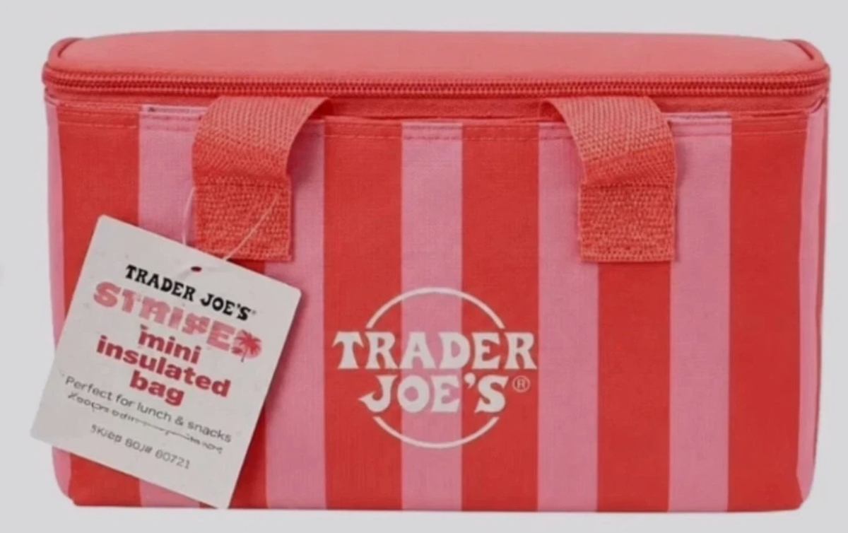 Trader Joe's 2026 Pink Striped Mini Insulated Lunch Tote Bag