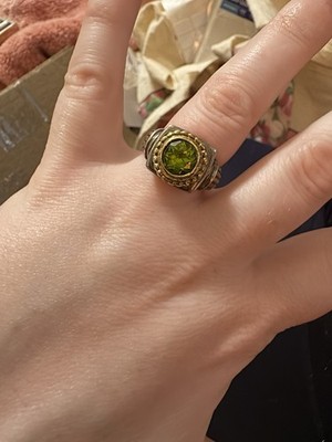 Vintage Gabriel And Co Sterling Silver 14k Gold Peridot Ring
