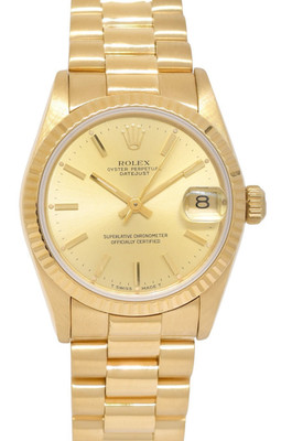 Rolex Datejust President 18k Yellow Gold Champagne 31mm Watch +Papers '88 68278