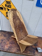 Vintage African Tribal Elephant Hand Carved Wooden Palaver Birthing Chair