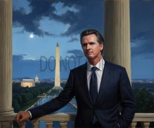 Gavin Newsom Patriotic Democrat American Oil Paint Style AI Generated 8X10 Print