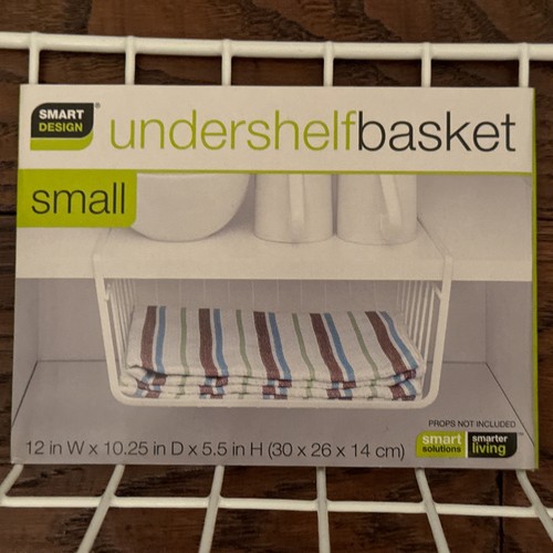 2 Undershelf Storage Basket Small Snug Fit Arms Steel Metal Wire Rust Resistant - Picture 3 of 4