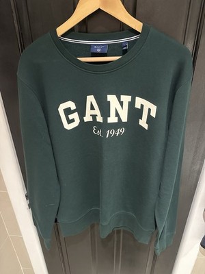 Neu Gant Herren Langarm Pullover Grün Größe Large UVP £140 Neu ohne Etikett